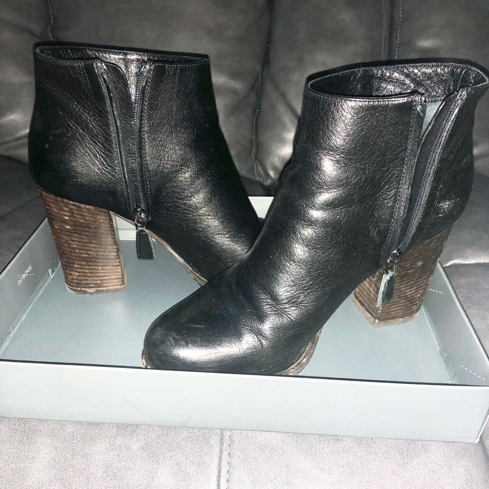 Prada black calfskin ankle booties